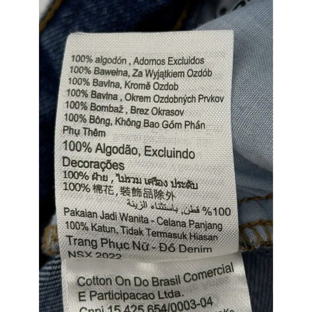 Cotton On Floral Carpenter Jeans Size 8 Blue Wide Leg Cargo Pants High Rise - Picture 13 of 13